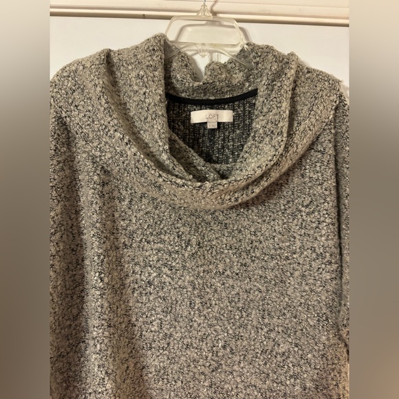 LOFT Women's Textured Cowl Neck Sweater - Black and Gray - Picture 8 of 11